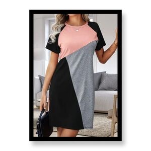 ‼️‼️Clearance-Colorblock Dress in Pink, Gray, and Black
